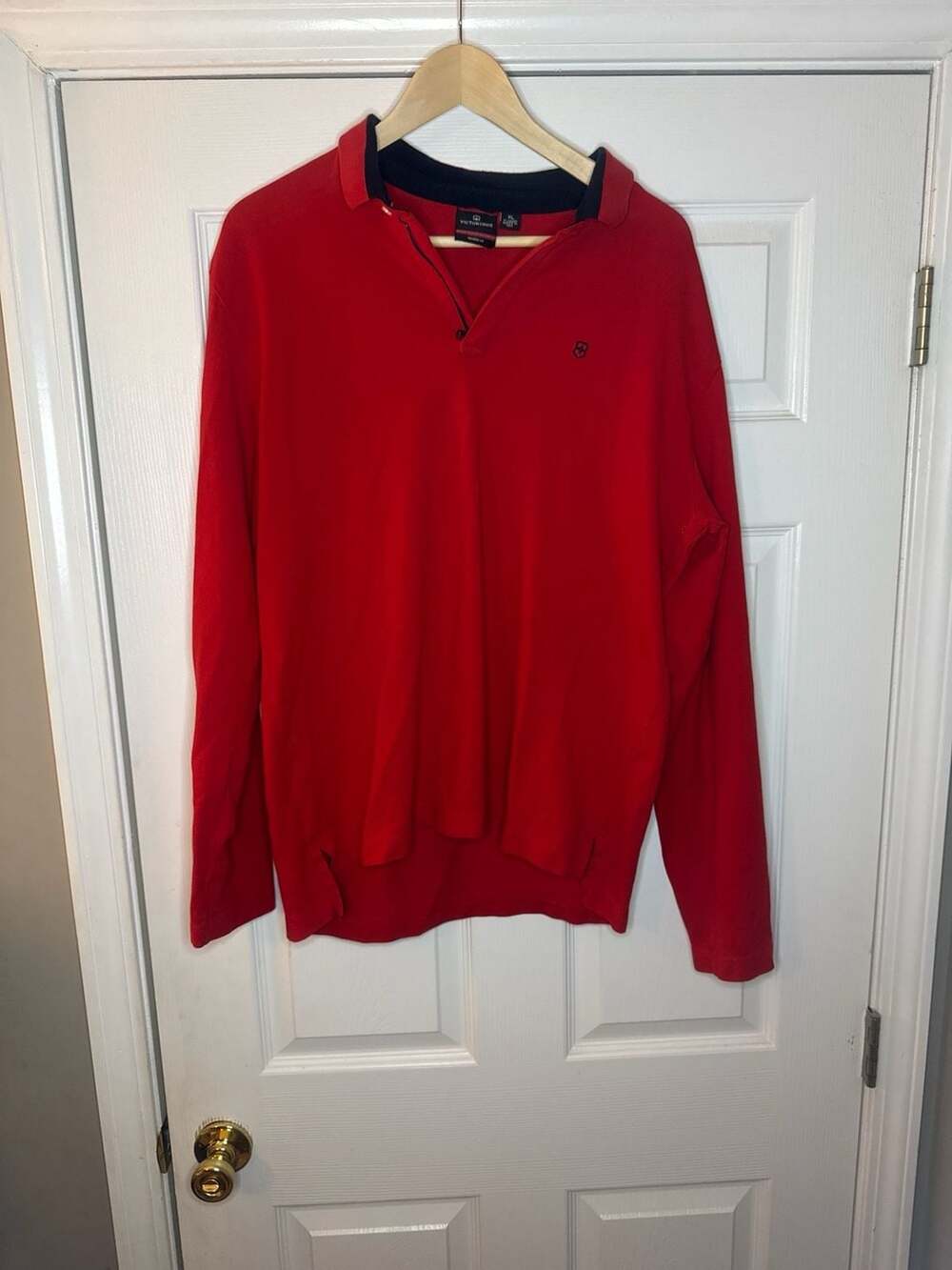 Victorinox Tailored Fit Long Sleeve Quarter-Zip Polo Shirt Red XL